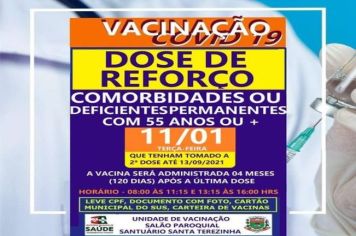 DOSE DE REFORÇO  COMORBIDADES OU DEFICIENTES PERMANENTES COM 55 ANOS OU +!!