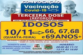 3ª DOSE (REFORÇO) PARA MAIORES DE 66 ANOS