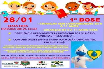 VACINAÇÃO CRIANÇAS 05 À 11 ANOS
