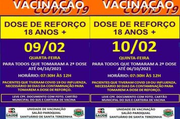 DOSE DE REFORÇO PARA MAIORES DE 18 ANOS