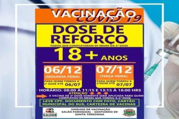 DOSE DE REFORÇO PARA MAIORES DE 18 ANOS!