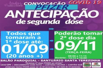 ANTECIPAÇÃO 2ª DOSE PFIZER PARA VACINADOS EM 01/09/21