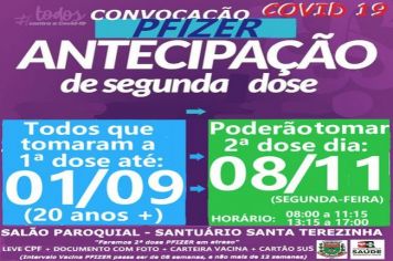 ANTECIPAÇÃO 2ª DOSE PFIZER PARA VACINADOS EM 01/09/21