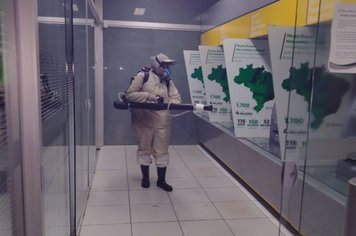 Município realiza barreira sanitária e desinfecção em locais públicos