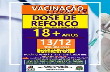 DOSE DE REFORÇO ACIMA DE 18 ANOS!!