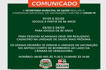 Vacinação contra a COVID-19 para 85 anos ou mais.