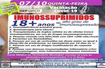 DOSE DE REFORÇO PARA IMUNOSSUPRIMIDOS
