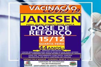 REFORÇO JANSSEN PARA MAIRES DE 44 ANOS!