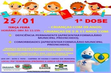 VACINAÇÃO PARA  CRIANÇAS COM 09 A 11 ANOS.