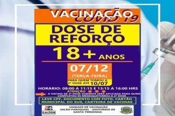 DOSE DE REFORÇO ACIMA DE 18 ANOS!