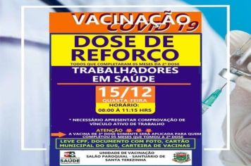 DOSE DE REFORÇO PARA TRABALHADORES EM SAÚDE
