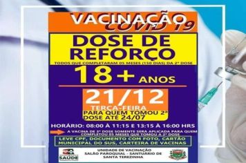 DOSE DE REFORÇO MAIORES DE 18 ANOS!
