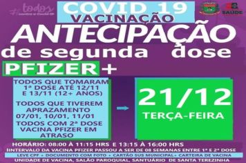 ANTECIPAÇÃO 2ª DOSE PFIZER MAIORES DE 12 ANOS