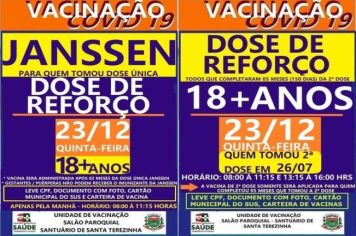 DOSE DE REFORÇO PARA MAIORES DE 18 ANOS