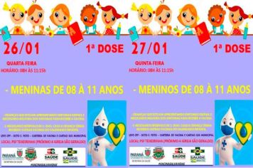 PRIMEIRA DOSE CRIANÇAS DE 08 A 11 ANOS