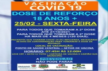DOSE DE REFORÇO PARA MAIORES DE 18 ANOS