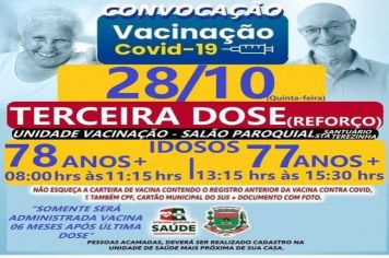 3ª DOSE (REFORÇO) PARA 77 E 78 ANOS