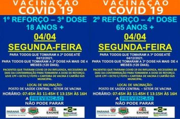 DOSE DE REFORÇO: 3º E 4º DOSE