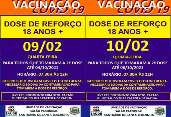 DOSE DE REFORÇO PARA MAIORES DE 18 ANOS
