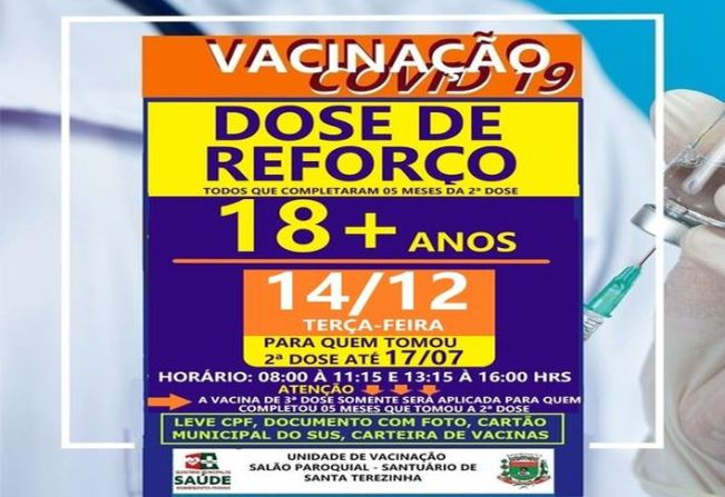 DOSE DE REFORÇO MAIORES DE 18 ANOS!!