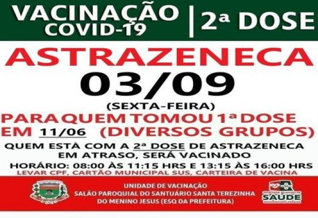 2ª DOSE  ASTRAZENECA VACINADOS EM 11/06/21