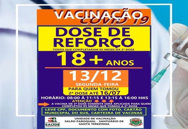 DOSE DE REFORÇO ACIMA DE 18 ANOS!!