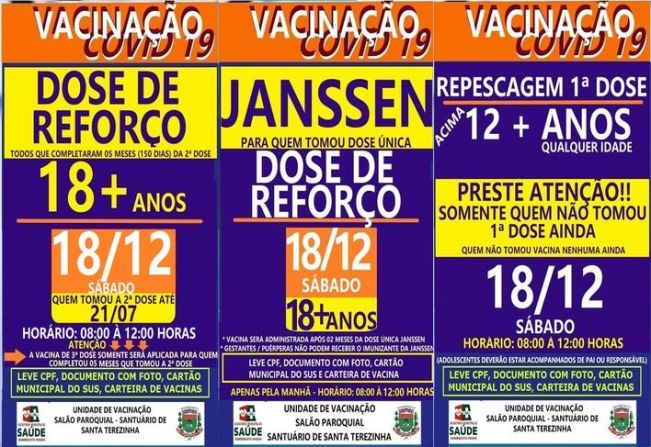 VACINAÇÃO SABADO, 18/12/2021