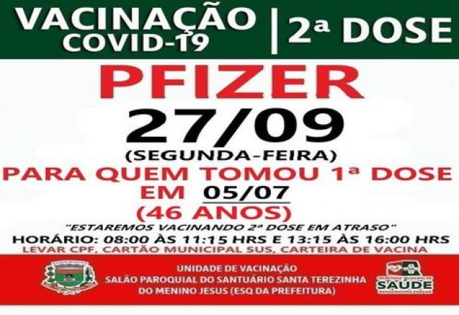 2ª DOSE PFIZER VACINADOS 05/07/21
