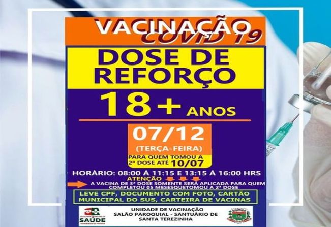 DOSE DE REFORÇO ACIMA DE 18 ANOS!