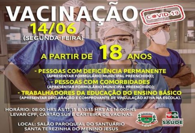 VACINAÇÃO GRUPOS A PARTIR DE 18 ANOS