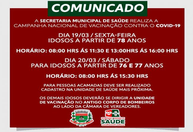 Vacinação contra a COVID-19 para 76 anos ou mais