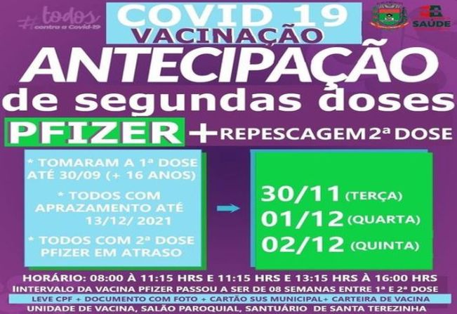 ANTECIPAÇÃO E REPESCAGEM: 2ª DOSE PFIZER 